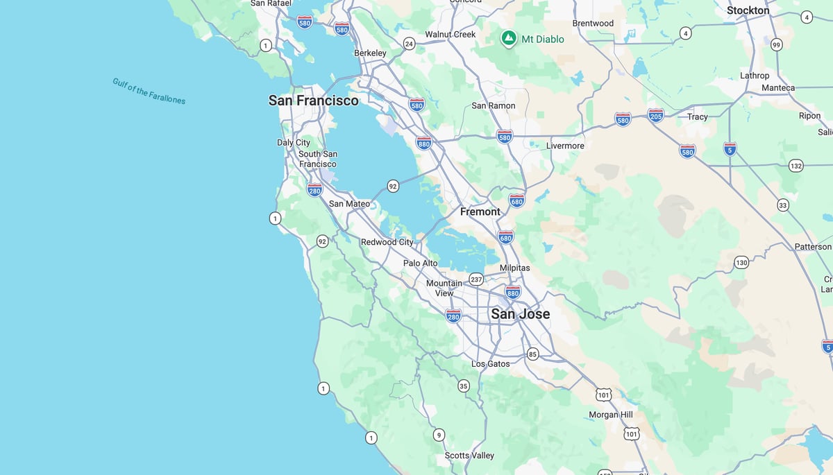 Map of the SF Bay Area service region