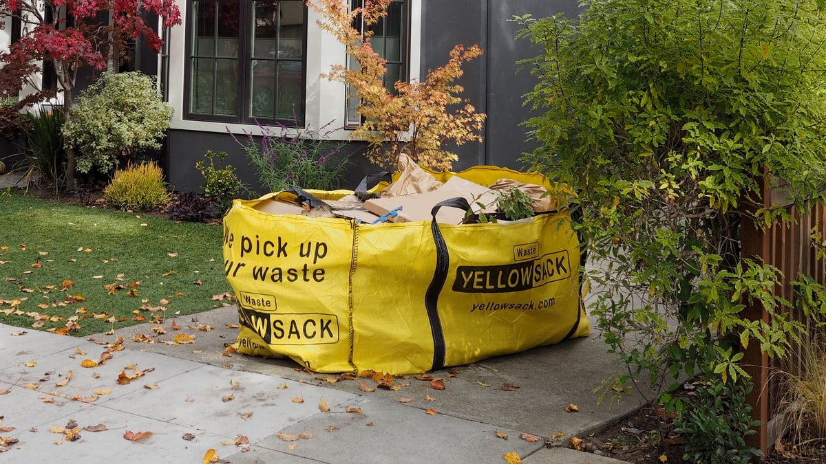 Large Yellowsack, filled with renovation debris